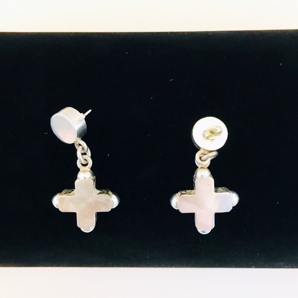 Vintage Sterling Silver Cross Earrings - Picture 4 of 5